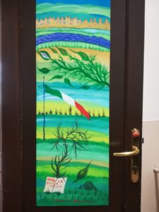 Painted door in Duca d'Aosta School